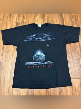 Vintage Independence Day Shirt Mens XL Black 90s 1996 Stanley Desantis Horror